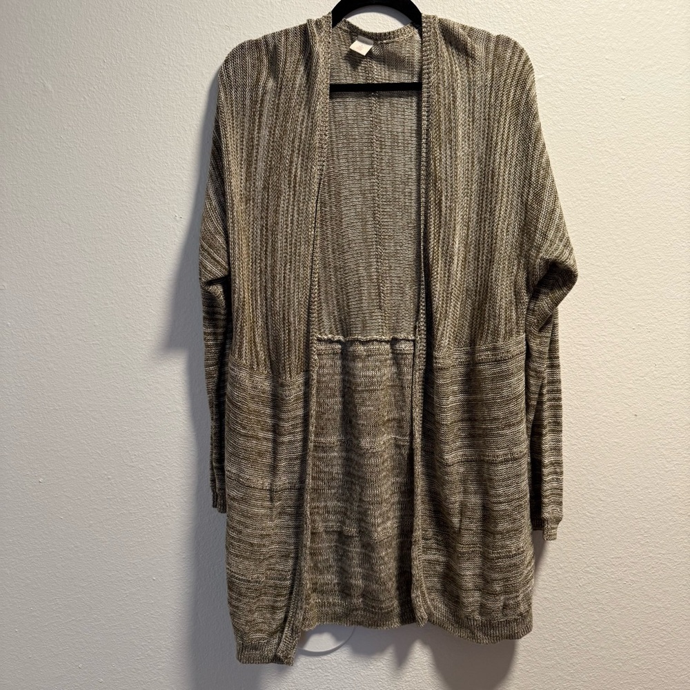 Wild Pearl 100% cotton open front cardigan duster casual basic green grey